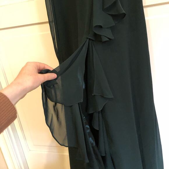 Theia Green Bridesmaid Eduarda Ruffle Maxi Dress - Picture 4 of 7